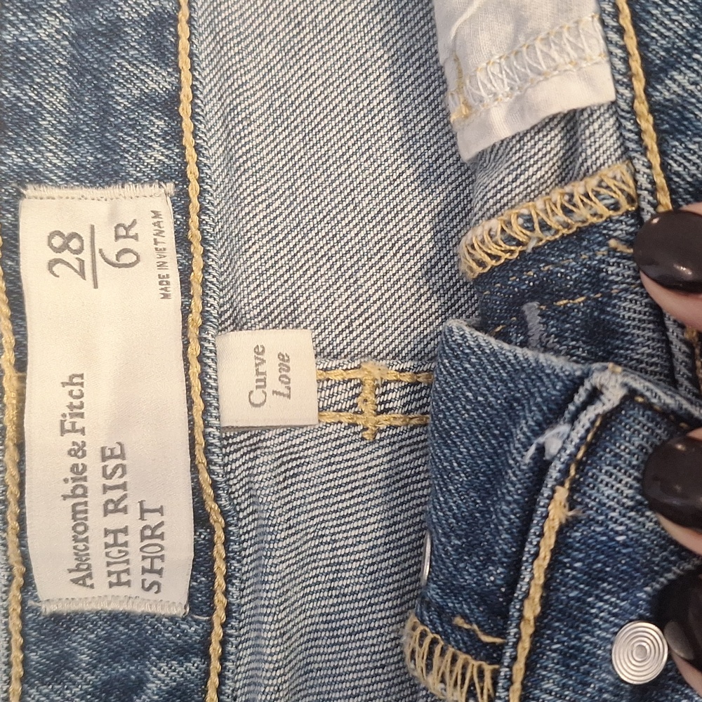 ABERCROMBIE &FITCH Denim Frayed Hem Shorts HIGH RISE SIZE 6 REGULAR - Picture 2 of 3